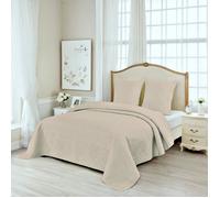 Couvre-lit matelassé - Lux - M23-7001 - 230x250cm - 2 Taies 65x65cm - Beige uni