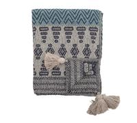 Bloomingville Couvre-lit Milas LxW 160x130 cm – 64% coton, 21% polyester, bleu