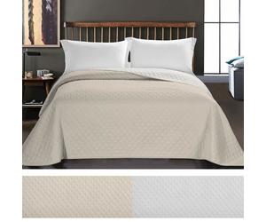 Couvre-lit - MYNE - Axel - Reversible - Microfibre - 170 x 210 cm - Beige/White