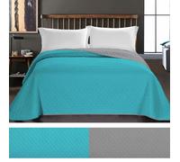 Couvre-lit - MYNE - Axel - Reversible - Microfibre - 260 x 280 cm - Turquoise/Steel