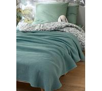 Couvre-lit nid d'abeille gaufrette bleu vert 100X120