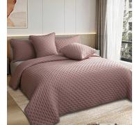 Couvre-lit, parure de lit matelassée, parure matelassée avec 2 taies d'oreiller, couverture pour lit et canapé, couette, 220 x 240 cm Caractéristiques :1. Usage universel : Peut être utilisée comme co