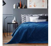 Couvre-lit réversible - MYNE - Laila - 170x270cm - Microfibre veloutée - Royalblue