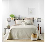Couvre-lit Romane 240×260 cm microfibre beige naturel avec 2 housses 60×60 cm