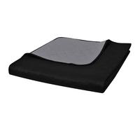 Couvre-lits à Double Côtés Noir/Gris Linges de lit Parures de Lit vidaXL