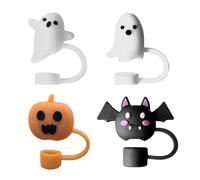 Couvre-Pailles Halloween 4 pièces décoratives en silicone pour gobelet