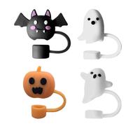 Couvre-Pailles Halloween 4 pièces décoratives en silicone pour gobelet