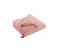 Couvre-pied 150x150cm Capitonné Gaze de Coton Rose Pêche - OUREA - ALTOBUY Rose G