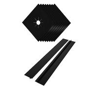 Couvre Plaque de Cuisson Gaz 8 Pièces Ptfe Noir Réutilisable | Protège Brûleur Prédécoupé, Résistant à Chaleur et Lavable, pour Plan de Travail Cuisine