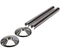 Couvre-tuyau de radiateur en chrome SnapFit 2 Pack 200 mm de long pour tuyau de 15 mm Chauffage central Clips SnapFit