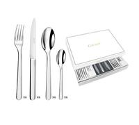 COUZON - Ménagère 24 couverts de table en coffret pour 6 personnes - Alkaline - Acier inoxydable 18/10, Finition Miroir, Epaisseur 4 mm - Inox