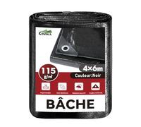 COVALL bâche Noire imperméable 115g/m² 4x6m, Protection extérieure | Anti-UV, Anti-déchirement,œillets métalliques Tous Les 50cm,Fixation Facile, pour Jardin, poulailler,Bois,Piscine,toiture