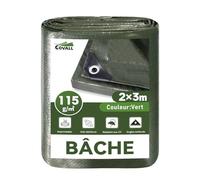 COVALL bâche Verte imperméable 115g/m² 2x3m, Protection extérieure | Anti-UV, Anti-déchirement,œillets métalliques Tous Les 50cm,Fixation Facile, pour Jardin, poulailler,Bois,Piscine,toiture