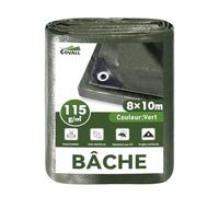 COVALL bâche Verte imperméable 115g/m² 8x10m, Protection extérieure | Anti-UV, Anti-déchirement,œillets métalliques Tous Les 50cm,Fixation Facile, pour Jardin, poulailler,Bois,Piscine,toiture
