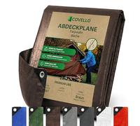Covello Bache de Protection Exterieur 140g/m² Imperméable 6 x 8m Marron | Bache de Protection Premium Line, 48m² Bache Anti UV, Anti-déchirure, Bâches en Polyéthylène avec Œillets, Bâche Multiusage