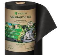 Covello Toile de Paillage Premium Line, 170m x 0,8, Toile de Protection de Jardin Anti Mauvaises Herbes, Résiste Rayons UV, 50g/m² Perméable à l'eau, Toile Jardin Résistant à Déchirure, 136m², Noir