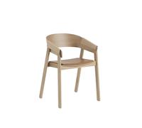 Muuto Chaise avec accoudoirs Cover – assise revêtue de tissu Refine leather cognac – Oak