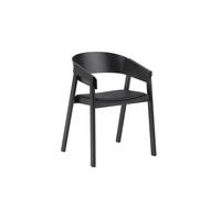 Muuto Chaise avec accoudoirs Cover assise revêtue de tissu Refine leather black-Black