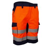 Coverguard - Bermuda de travail avec zones de tensions élastiquées haute visibilité HIBANA orange bleu marine S
