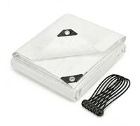 CoverUp! Bâche 2 x 3 - Toile Renforcée 200 g/m² - Étanche & Indéchirable - Œillets INOX + 10 tendeurs - Idéale pour Jardin, Camping, Bois - Blanc
