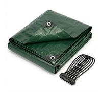 CoverUp! Bâche 4 x 6 - Toile Renforcée 200 g/m² - Étanche & Indéchirable - Œillets INOX + 15 tendeurs - Idéale pour Jardin, Camping, Bois - Vert