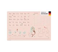 coveryourdesk www.cover-your-desk.de Sous-main pour enfants - Tapis d'apprentissage pour l'école au look sirène ABC, 1 x 1, Times - 60 x 40 cm - Vinyle lavable - Fabriqué en Allemagne