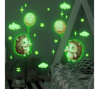 COVPAW Graz Design Sticker mural lumineux pour chambre d'enfant Motif hérisson ballon et nuage Décoration murale pour chambre de bébé ou de fille