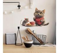 COVPAW Sticker mural motif souris et chat - Motif pause café - Pour cuisine, café, salon, bureau - Décoration murale - Boutique de café - Meubles - Réfrigérateur - Décoration murale (pause café souris