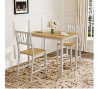 COVREO Ensemble table et 2 chaises 90 x 60 x 75,5 cm style industriel panneaux de particules naturel et blanc