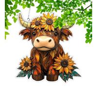 Cow Window Sun Catcher, Cute Acrylic Cow Backyard Decoration with Chain