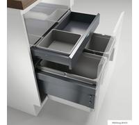 Naber Cox® Base 360 S/600-3 avec Base-Board, collecteur de déchets pour tiroirs à casseroles, anthracite, avec couvercle
