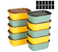 Cozary 10pcs Boîte de Conservation Rectangulaire, 1100ml Boîtes Congélation avec Couvercles, Empilables, Micro-Ondes et Lave-Vaisselle, Boîtes Hermétiques pour Congélation (5 Jaunes + 5 Vertes)
