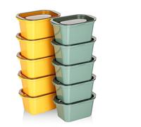 Cozary 10pcs Boîte de Conservation Rectangulaire, 350ml Boîtes Congélation avec Couvercles, Empilables, Micro-Ondes et Lave-Vaisselle, Boîtes Hermétiques pour Congélation (5 Jaunes + 5 Vertes)