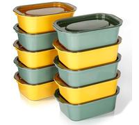 Cozary 10pcs Boîte de Conservation Rectangulaire, 500ml Boîtes Congélation avec Couvercles, Empilables, Micro-Ondes et Lave-Vaisselle, Boîtes Hermétiques pour Congélation (5 Jaunes + 5 Vertes)