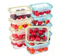 Cozary 10Pcs Boîte Plastique Alimentaire, 300ML Contenitori Ermetici per Alimenti, Étanche, Adatti per Frigorifero, Microonde e Lavastoviglie, Empilables, per Scuola, Lavoro e Viaggi(5 Bleue+5 Blanc)