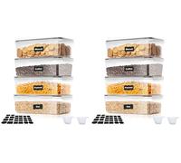 Cozary 3.2L Boite Hermetique Alimentaire, 4 Boîtes Alimentaires en Plastique Sans BPA avec Couvercles, Boite de Rangement Cuisine Avec Étiquette Et Cuillère De Mesure, pour Céréales, Pâtes,Riz