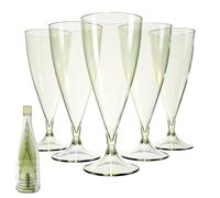 Cozary 5 Pièces Flûtes à Champagne en Plastique, avec Manchon 1 Tasse, 155ml Verres à Champagne en Plastique Élégantes Reutilisables, pour Fêtes De Douche D'anniversaire Mariage Jardin, Vert