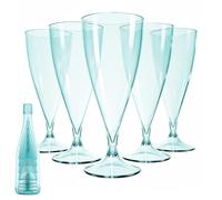 Cozary 5 Pièces Flûtes à Champagne en Plastique, avec Manchon 1 Tasse, 155ml Verres à Champagne en Plastique Élégantes Reutilisables, pour Fêtes De Douche D'anniversaire Mariage Jardin, Bleu