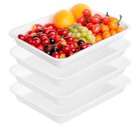 Cozary Assiettes Blanches Rectangulaires Lot de 4 Grandes 36.5x26.3cm, Matériaux de qualité alimentaire, Idéal pour Festivités et Repas Familiaux Faciles à Nettoyer