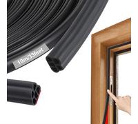 Cozary Bande d'étanchéité Porte Fenêtre Auto-adhésive 10mm x 7.5mm, pour Porte d'entrée et Fenêtres, Anti-courant d'air, Insonorisant, Étanche à l'eau et à la Poussière (10 M, Noir)
