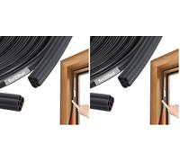 Cozary Bande d'étanchéité Porte Fenêtre Auto-adhésive 10mm x 7.5mm, pour Porte d'entrée et Fenêtres, Anti-courant d'air, Insonorisant, Étanche à l'eau et à la Poussière (6 M, Noir) (Lot de 2)