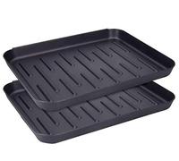 Cozary Bandeja imperméable pour Chaussures - 2 pièces, Organisateur Pratique pour l’entrée, en Plastique antidérapant, Noir, Taille idéale pour Chaussures et Bottes, 35 x 27 x 3 cm