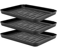 Cozary Bandeja imperméable pour Chaussures - 3 pièces, Organisateur Pratique pour l’entrée, en Plastique antidérapant, Noir, Taille idéale pour Chaussures et Bottes, 35 x 27 x 3 cm