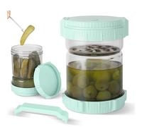 Cozary Bocal à Cornichons avec Couvercle 1479ml/50oz, Bocal Hermetique en ABS avec Poignée et Fourchette, Sans BPA, Lavable Lave-Vaisselle, Pot Cuisine pour Cornichons, Kimchi
