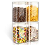Cozary Bocaux en Verre Carrés 1100ml, Lot de 4 Bocal en Verre avec Couvercles ABS Empilables et Lavables, Boite Alimentaire Verre Hermétique pour Rangement Cuisine/Bureau