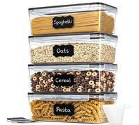 Cozary Boîte Alimentaire Plastique 4x 3,2L Lot Boîte Alimentaire pour Spaghetti, Boîte Hermétique Alimentaire avec 2 cuillères mesure & 3 étiquettes