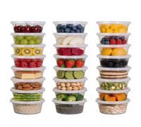 Cozary Boîte Alimentaire Set, 24 Pièces 8OZ, Contenants D'entreposage des Aliments, Transparent Boîte à Emporter Plastique Réutilisables Hermétiques, Sans BPA