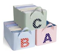 Cozary Boîte de Rangement en Tissu,Lot de 3 Oxford Cube de Rangement avec Poignée 40x30x19cm 23L,ABC Pliable Paniers de Rangement bébé Avec Cadre en Métal, Organiseur pour Jouets,Vêtements,Outils