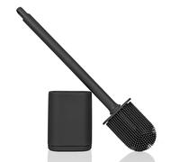 Cozary Brosse WC, Brosse Toilettes WC, Brosse WC Silicone Murale avec Base À Fentes D'aération pour La Toilette De La Salle De Bain, Installation sans Trou, Facile À Nettoyer (Noir, 1 Pièce)