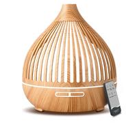 Cozary Diffuseur d'Huile Essentielle, 400ml Ultrasonique Diffuseur Huiles Essentielles Electrique avec Télécommande 3 Minuterie, 7 Couleurs LED Humidificateur d'air, Arrêt Automatique